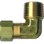 Fairview 69-10D Pipe Elbow, 5/8 x 1/2 in, Compression x MPT, 90 deg Angle, Brass, 300 psi Pressure Sells in Quantity of 2