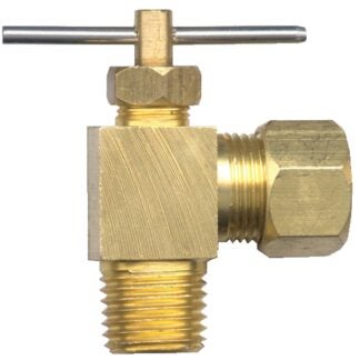 Fairview 3069-4B Needle Valve, 1/4 in Connection, Compression x Male, 150 psi Pressure, Brass Body Sells in Quantity of 5