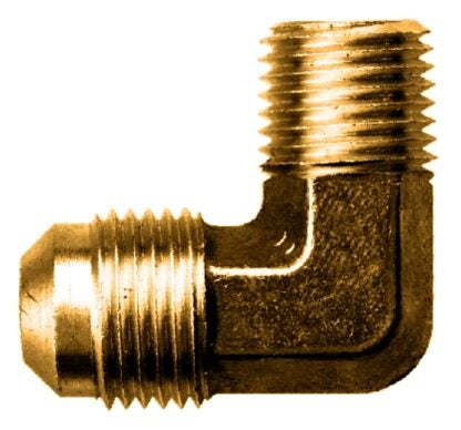 Fairview 49-6BP Pipe Elbow, 3/8 x 1/4 in, Flare Tube x Male, 90 deg Angle, Brass, 1000 psi Pressure Sells in Quantity of 10