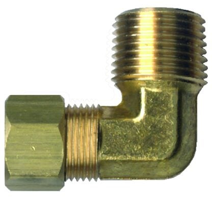 Fairview 69-6C Pipe Elbow, 3/8 in, Compression x MPT, 90 deg Angle, Brass, 300 psi Pressure Sells in Quantity of 10