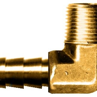 Fairview 139 Series 139-10CP Pipe Elbow, 90 deg Angle, 5/8 x 3/8 in, Barbx MPT, Brass Sells in Quantity of 10