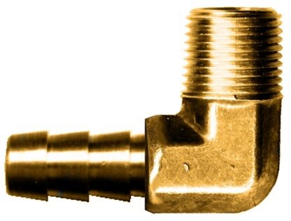 Fairview 139 Series 139-10CP Pipe Elbow, 90 deg Angle, 5/8 x 3/8 in, Barbx MPT, Brass Sells in Quantity of 10