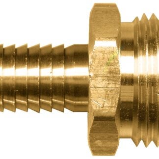 Fairview 193-10P Water Hose Connector, 5/8 in, Hose Barb x Male, Brass Sells in Quantity of 10