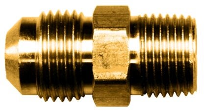 Fairview 48-10EP Pipe Connector, 5/8 x 3/4 in, Flare x MIP, Brass, 650 psi Pressure Sells in Quantity of 10