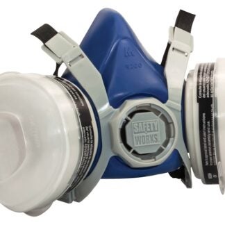 SAFETY WORKS SWX Series SWX00318 Paint and Pesticide Respirator, Medium Mask, Black/Blue