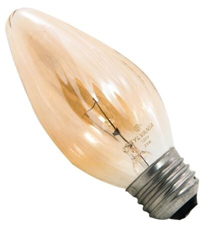 Sylvania 13823 Incandescent Lamp, 25 W, F15 Lamp, Medium E26 Lamp Base, 2850 K Color Temp, 1500 hr Average Life Sells in Quantity of 6