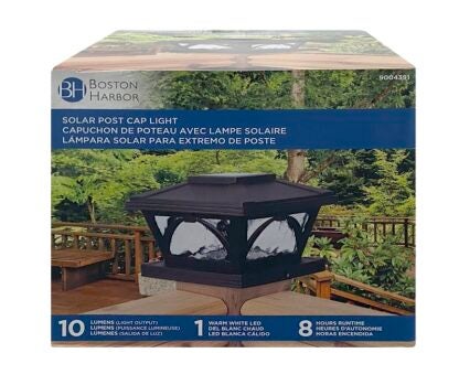 Boston Harbor 26088 Solar Fence Post Cap Light, Glass/Plastic, Bronze