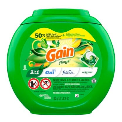 Gain 994 Laundry Detergent Pod, 42, Liquid, Original Sells in Quantity of 4