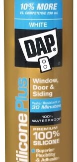 DAP Silicone Plus 73350 Window and Door Sealant, White, 40 to 120 deg F, 319 mL Cartridge