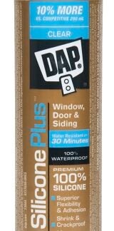 DAP Silicone Plus 73352 Window and Door Sealant, Clear, 40 to 120 deg F, 319 mL Cartridge