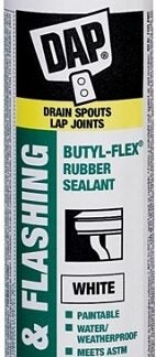 DAP Butyl-Flex 73754 Gutter and Flashing Sealant, White, Paste, 300 mL Tube