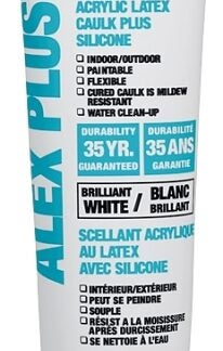 DAP ALEX PLUS 74225 Acrylic Latex Caulk Plus Silicone, White, 40 to 100 deg F, 162 mL Squeeze Tube