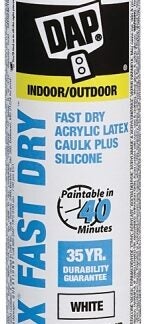 DAP ALEX FAST DRY 78425 Acrylic Latex Caulk Plus Silicone, White, 40 to 100 deg F, 300 mL Cartridge