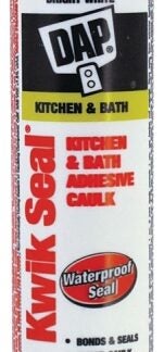 DAP KWIK SEAL 71018 Kitchen and Bath Adhesive Caulk, White, 36 hr Curing, 4.4 to 37 deg C, 300 mL Cartridge