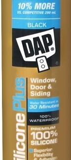 DAP Silicone Plus 73356 Window and Door Sealant, Black, 40 to 120 deg F, 319 mL Cartridge