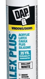 DAP ALEX PLUS 74270 Acrylic Latex Caulk Plus Silicone, White, 40 to 100 deg F, 300 mL Cartridge