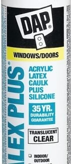 DAP ALEX PLUS 74235 Acrylic Latex Caulk Plus Silicone, Clear, 7 to 14 days Curing, 40 to 100 deg F, 300 mL Cartridge