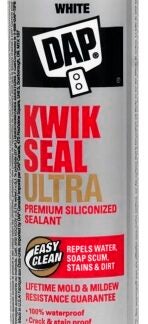 DAP KWIK SEAL ULTRA 74820 Premium Kitchen and Bath Sealant, White, 4 hr Curing, 40 to 100 deg F, 300 mL Cartridge