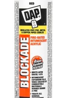 DAP BLOCKADE 74058 Fire Rated Intumescent Sealant, Red, 4 hr Functional Cure, >4.4 deg C, 340 mL Cartridge