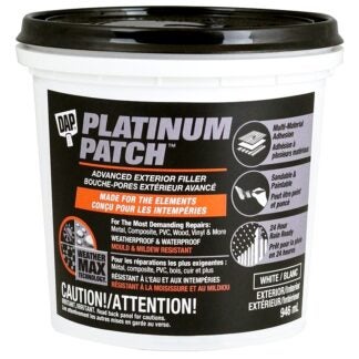 DAP PLATINUM PATCH 74888 Advanced Exterior Filler, White, 946 mL Tub