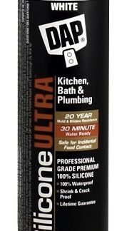 DAP SILICONE ULTRA 73389 Bath and Plumbing Sealant, White, 24 hr Curing, -37 to 60 deg C, 300 mL Cartridge