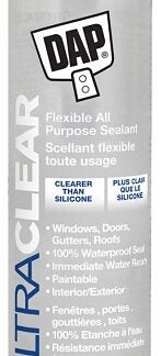 DAP Ultra Clear 7079874330 All-Purpose Flexible Sealant, Crystal Clear, 7 days Curing, -6 to 50 deg C, 300 mL Cartridge