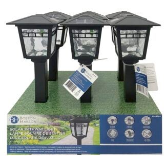 Boston Harbor 26072 Solar Coach Stake Light, NI-Mh Battery, AA Battery, 1-Lamp, Plastic and Glass Fixture, Black Sells in Quantity of 6