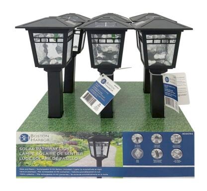 Boston Harbor 26072 Solar Coach Stake Light, NI-Mh Battery, AA Battery, 1-Lamp, Plastic and Glass Fixture, Black Sells in Quantity of 6