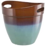 Landscapers Select PT-S039 Planter, 12 in Dia, 11-1/2 in H, Round, Resin, Teal, Teal Sells in Quantity of 6