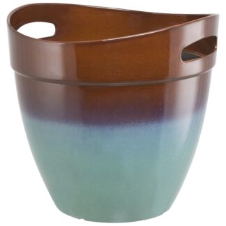 Landscapers Select PT-S039 Planter, 12 in Dia, 11-1/2 in H, Round, Resin, Teal, Teal Sells in Quantity of 6