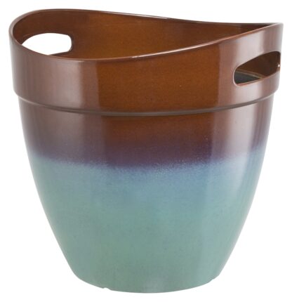 Landscapers Select PT-S039 Planter, 12 in Dia, 11-1/2 in H, Round, Resin, Teal, Teal Sells in Quantity of 6