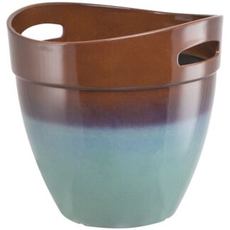 Landscapers Select PT-S040 Planter, 14.8 in Dia, 14-1/2 in H, Round, Resin, Teal, Teal Sells in Quantity of 4