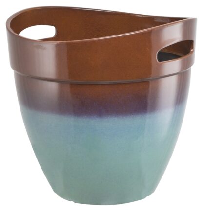 Landscapers Select PT-S040 Planter, 14.8 in Dia, 14-1/2 in H, Round, Resin, Teal, Teal Sells in Quantity of 4