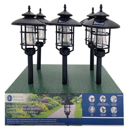 Boston Harbor 26074 Solar Stake Light w/LED Filament, NI-Mh Battery, AA Battery, 1-Lamp, Black, Battery Included: Yes Sells in Quantity of 6