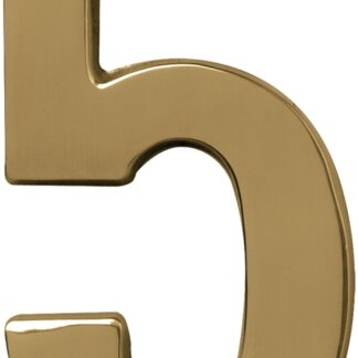 Hy-Ko Prestige Series BR-51PB/5 House Number, Character: 5, 5 in H Character, Brass Character, Solid Brass Sells in Quantity of 3