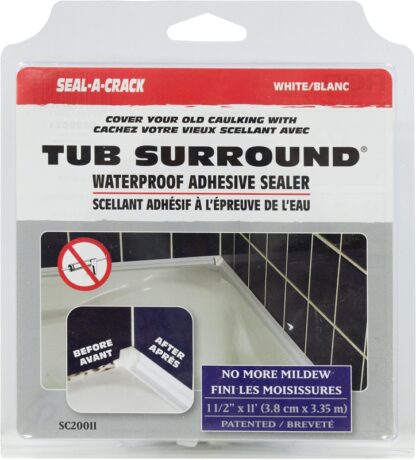 RCR Seal-A-Crack SC20011 Tub Surround, 1-1/2 in Dia, 11 ft L, White