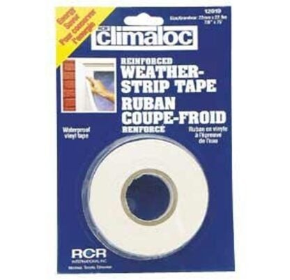 Climaloc CF12019 Reinforced Weatherstripping Tape, 7/8 in W, 75 ft L, Vinyl, White