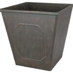 Landscapers Select PT-S046 Planter, 14 in Dia, 14 in H, 14 in W, 14 in D, Square, Resin, Metallic, Metallic Sells in Quantity of 6