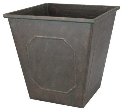 Landscapers Select PT-S046 Planter, 14 in Dia, 14 in H, 14 in W, 14 in D, Square, Resin, Metallic, Metallic Sells in Quantity of 6