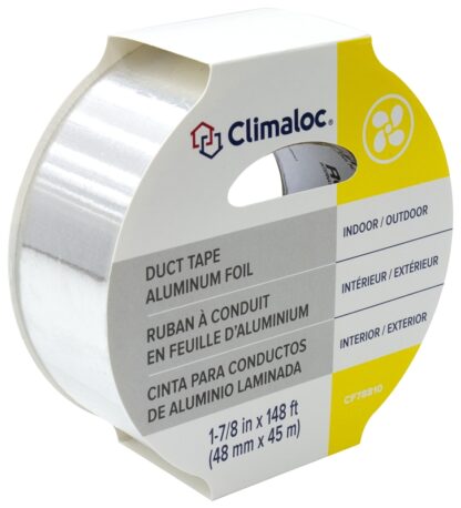 Climaloc Plus CF78810 Duct Tape, 148 ft L, 1-7/8 in W, Aluminum Backing, Silver