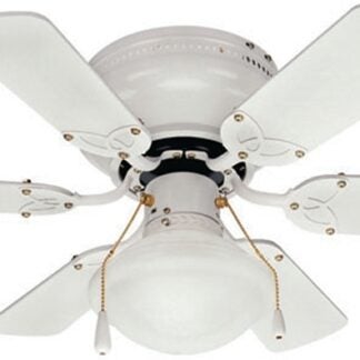 Canarm Twister Series CF3230611S Ceiling Fan, 6-Blade, White Housing, Bleached Oak/White Blade, 30 in Sweep, 3-Speed