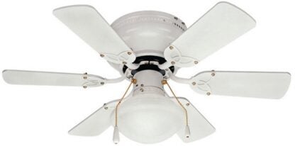 Canarm Twister Series CF3230611S Ceiling Fan, 6-Blade, White Housing, Bleached Oak/White Blade, 30 in Sweep, 3-Speed