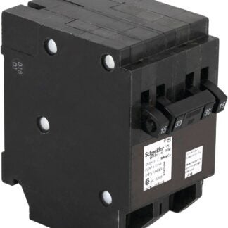 Square D Homeline CHOMT1515230 Circuit Breaker, Mini, Quad, 15, 30 A, 3 -Pole, 120/240 VAC, Common Trip, Black