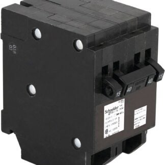 Square D Homeline CHOMT1515240 Circuit Breaker, Mini, Quad, 15, 40 A, 3 -Pole, 120/240 VAC, Common Trip, Black