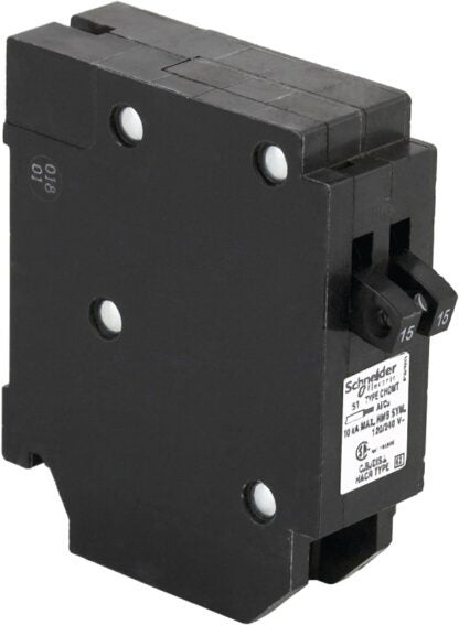 Square D Homeline CHOMT1515CP Circuit Breaker, Mini, Tandem, 15 A, 1 -Pole, 120/240 VAC, Plug Mounting