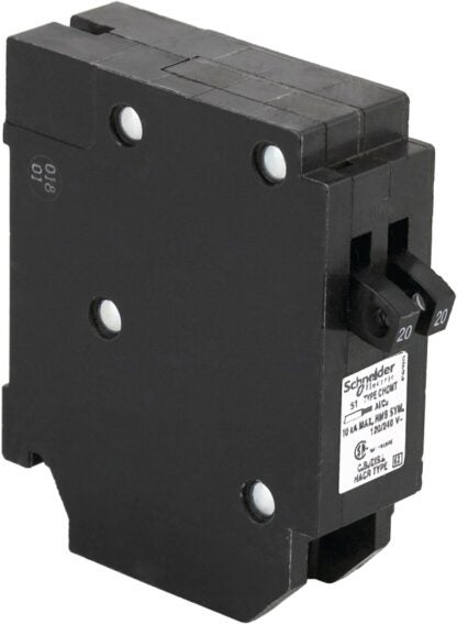 Square D Homeline CHOMT2020CP Circuit Breaker, Mini, Tandem, 20 A, 1 -Pole, 120/240 VAC, Plug Mounting