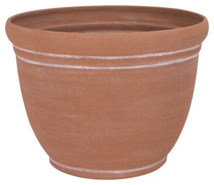 Landscapers Select PT-S058 Planter, 13 in Dia, 9-3/4 in H, Round, Resin, Terra Cotta, Terra Cotta Sells in Quantity of 6