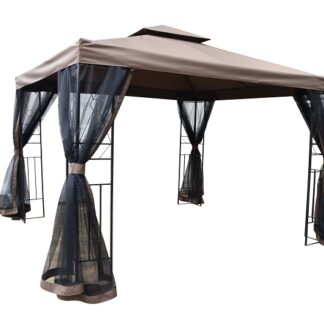 Seasonal Trends 59661 Gazebo with Netting, 118 in W Exterior, 118 in D Exterior, 105.51 in H Exterior, Square, Brown