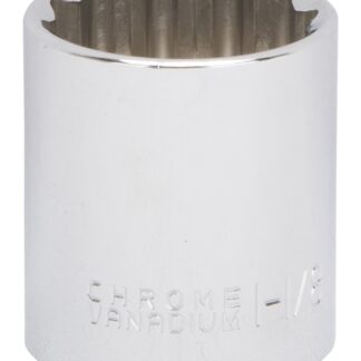 Vulcan MT6521736 Drive Socket, 1-1/8 in Socket, 1/2 in Drive, 12-Point, Chrome Vanadium Steel, Chrome