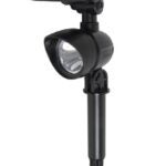 Boston Harbor 26079 Solar Spotlight, Li-Ion Battery, 18650 Battery, 7-Lamp, Plastic Fixture, Black Sells in Quantity of 6